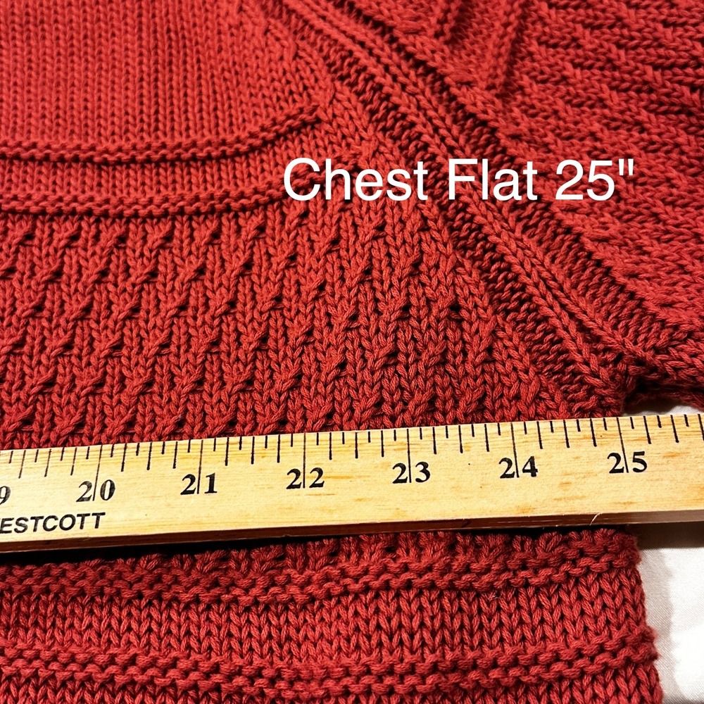 Mittoshop Pullover Sweater Womens Large Red Rust Chunky Knit 100% Cotton C20847 - Picture 8 of 9